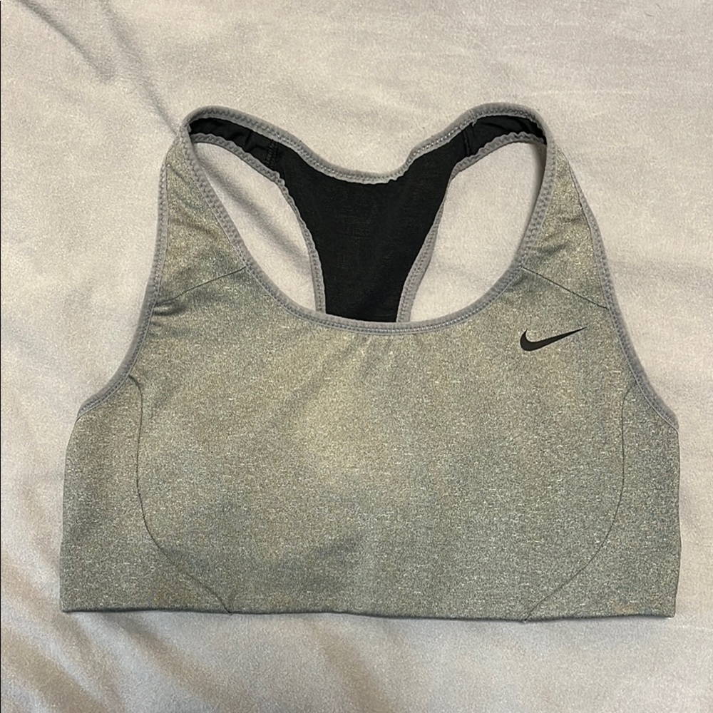 Nike Gray Racerback Sports Bra Moisture-Wicking
